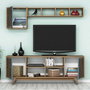 Hanah Home Mueble de TV Nogal y Azul con Estantería